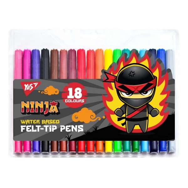 Фломастери Yes 18 кольорів Ninja