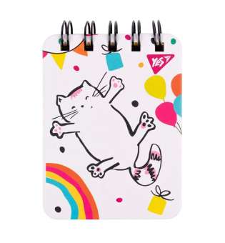 Блокнот YES А7/100 лін. подв. спір. "Sketch animal. Happy cat", пласт. кишеня