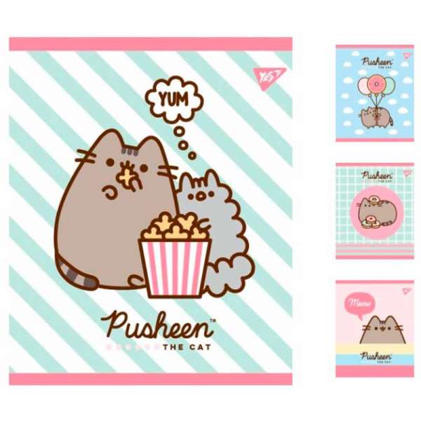 Зошит для записів А5/12 лін. YES "Pusheen. Sweet cat" УФ-виб.+глітер+софт-тач - ціна за 10
 шт.