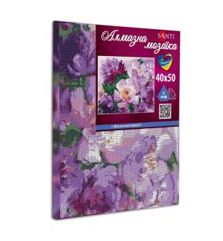 Алмазна мозаїка SANTI Фіолетові півонії 40*50см на підрамнику
