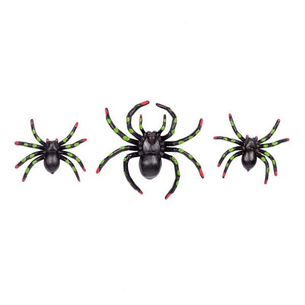 Набір пластикових павуків для декору YES! Fun, чорн., 3 шт, плямисті