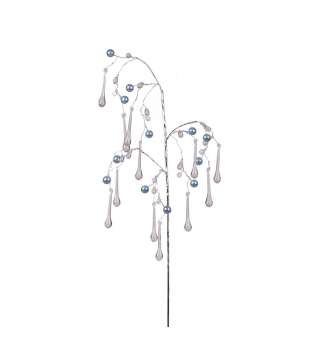Гілка декоративна Yes! Fun Кристали-краплі, Намистини сірі, 60 см