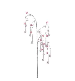 Гілка декоративна Yes! Fun Кристали-краплі, Намистини рожеві, 60 см