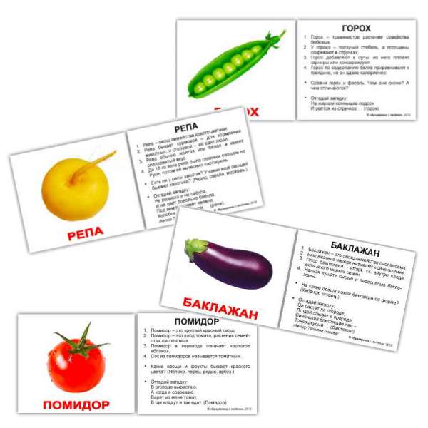 Карточки Домана Овощи с фактами мини-40