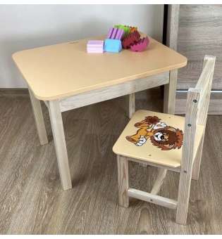 Дитячий стіл і стілець жовтий. Для навчання, малювання, ігри. Стіл із шухлядою та стільчик.