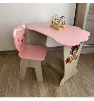 Вау!Дитячий стіл!Стол-парта з кришкою хмарко та стільчик фігурний.Подарунок!Підійде для навчання, малювання, гри