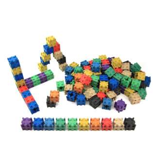 Кубики з різними способами з'єднання, 100 шт, 2x2x2 см, 10 кольорів, дерево